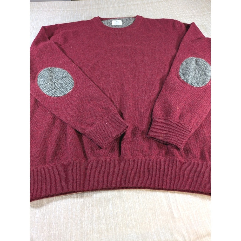 Scappino Italy Men's Sweater Size L Burgundy Red Wool Blend Knit Elbow Patches‎